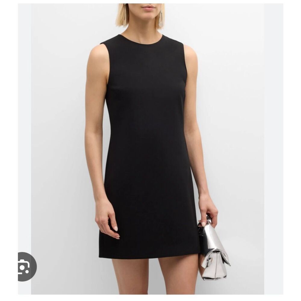 Theory Black Linen Blend Sleeveless Mini Shift Dress sz 10